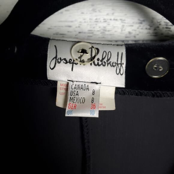 Joseph Ribkoff Black Velvet Button Front Jacket Blazer Women’s Sz 8 Whimsigoth - Picture 2 of 10